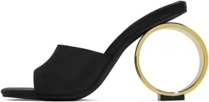 XYD Women Summer Chic Open Square Toe Slide Sandals Round Circle High Heels Slip On Mules Shoes for Event Party Beach Wedding