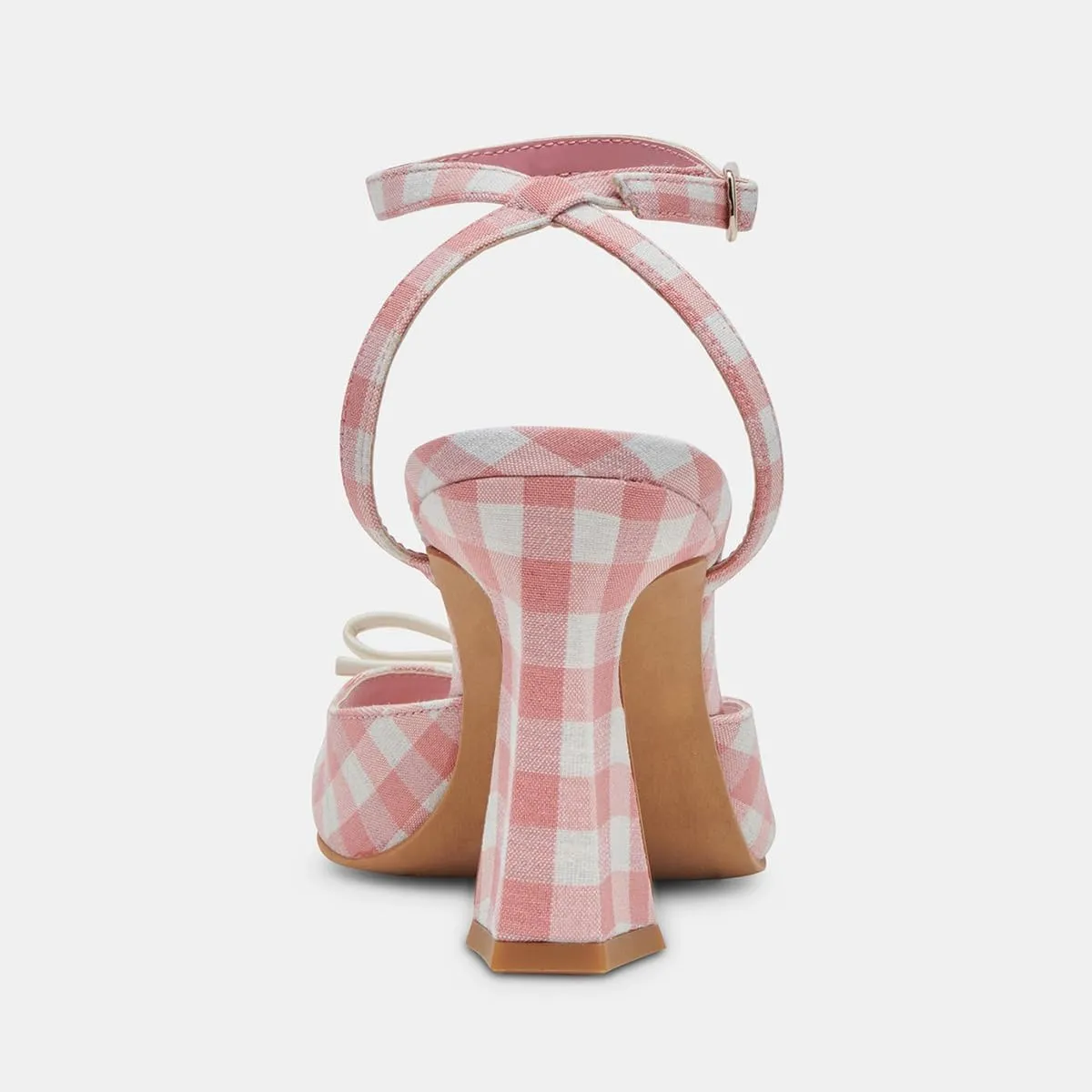 XYD Women's Sweet Plaid Ankle Strap Sandals Flared Mid Heels Square Open Toe Bowknot Countryside Style Dress Shoes