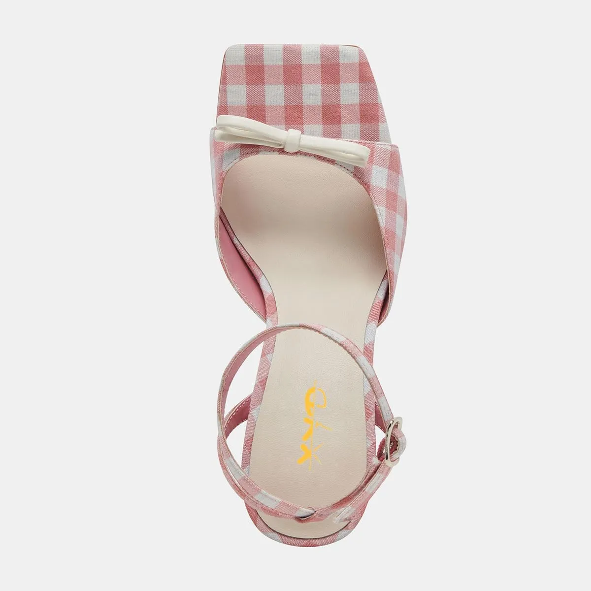 XYD Women's Sweet Plaid Ankle Strap Sandals Flared Mid Heels Square Open Toe Bowknot Countryside Style Dress Shoes