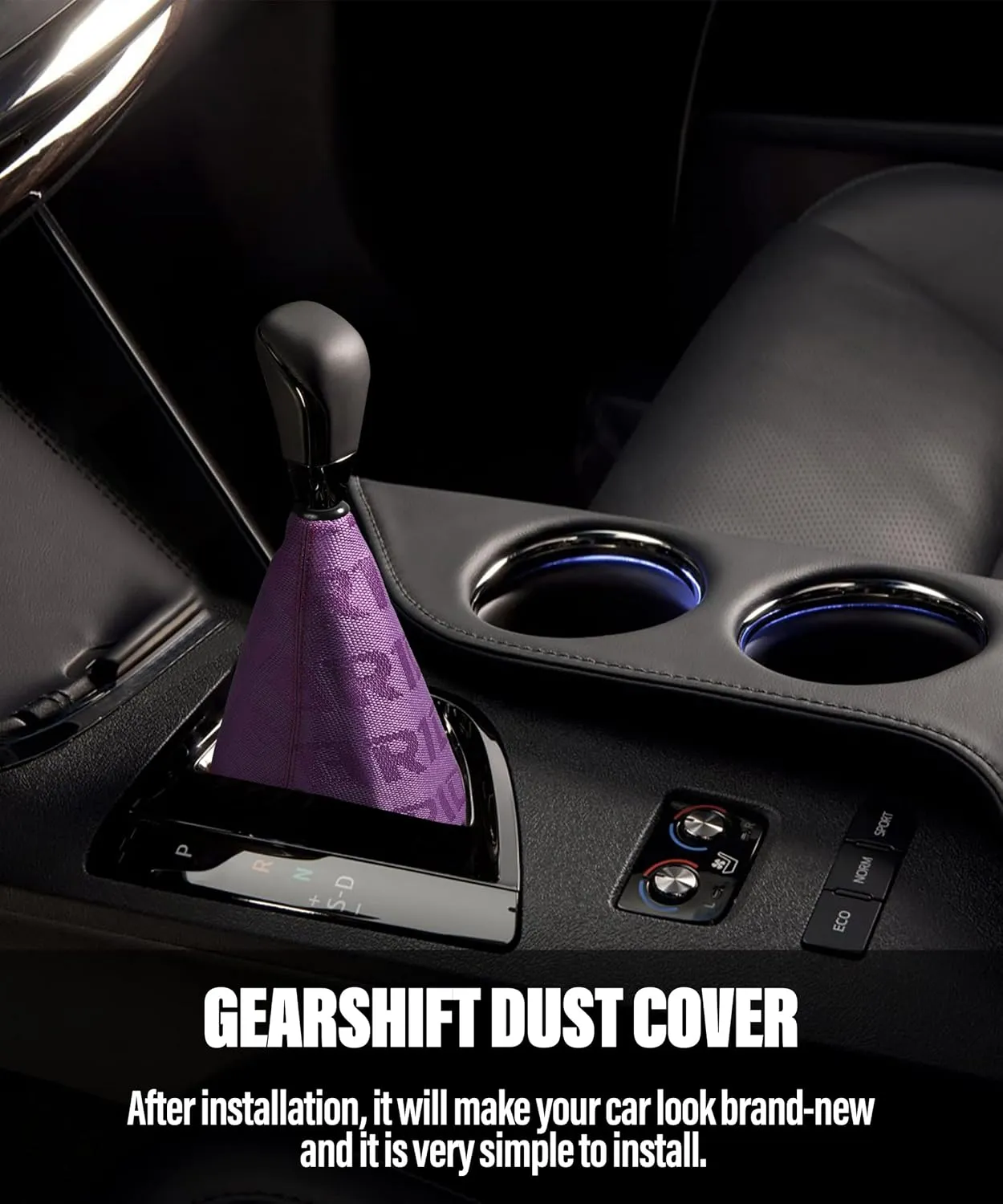 YAKEFLY Universal Shift Boot, JDM Style Canvas Hyper Fabric Gear Shift Knob Dust Cover, Car Shifter Cover (Purple)