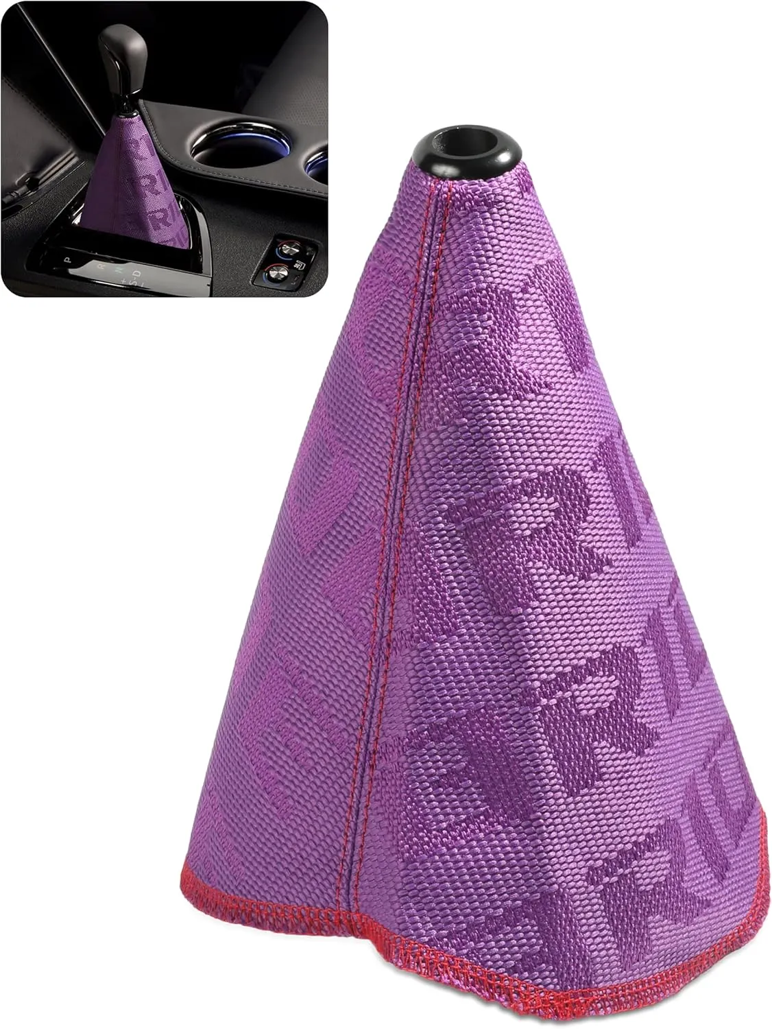 YAKEFLY Universal Shift Boot, JDM Style Canvas Hyper Fabric Gear Shift Knob Dust Cover, Car Shifter Cover (Purple)