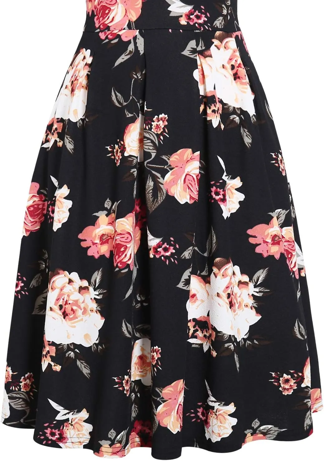 YATHON Women's Vintage Floral Flared A-Line Swing Casual Party Dresses with Pockets