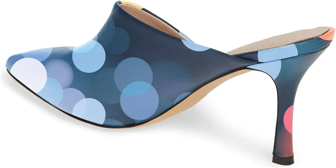 YDN Women Retro Pointy Toe Half D'Orsay Spike Heel Mules Cutout Outside Slip On Slide Sandal Slippers