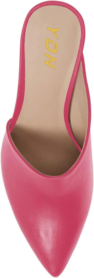 YDN Women Retro Pointy Toe Half D'Orsay Spike Heel Mules Cutout Outside Slip On Slide Sandal Slippers