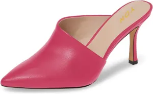 YDN Women Retro Pointy Toe Half D'Orsay Spike Heel Mules Cutout Outside Slip On Slide Sandal Slippers