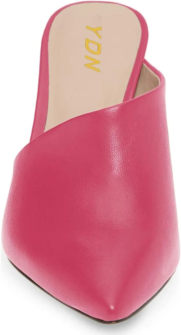 YDN Women Retro Pointy Toe Half D'Orsay Spike Heel Mules Cutout Outside Slip On Slide Sandal Slippers