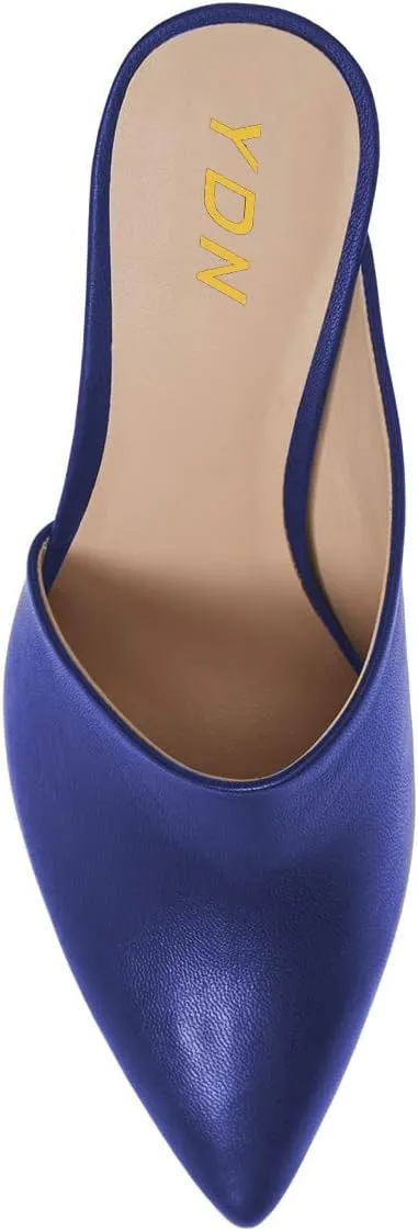 YDN Women Retro Pointy Toe Half D'Orsay Spike Heel Mules Cutout Outside Slip On Slide Sandal Slippers