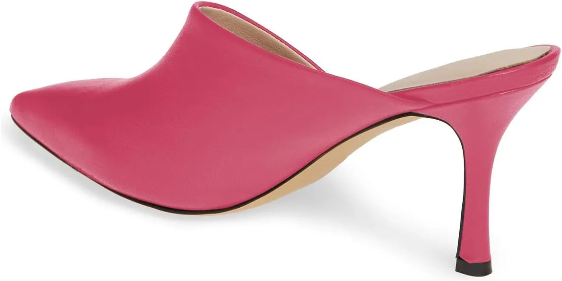 YDN Women Retro Pointy Toe Half D'Orsay Spike Heel Mules Cutout Outside Slip On Slide Sandal Slippers