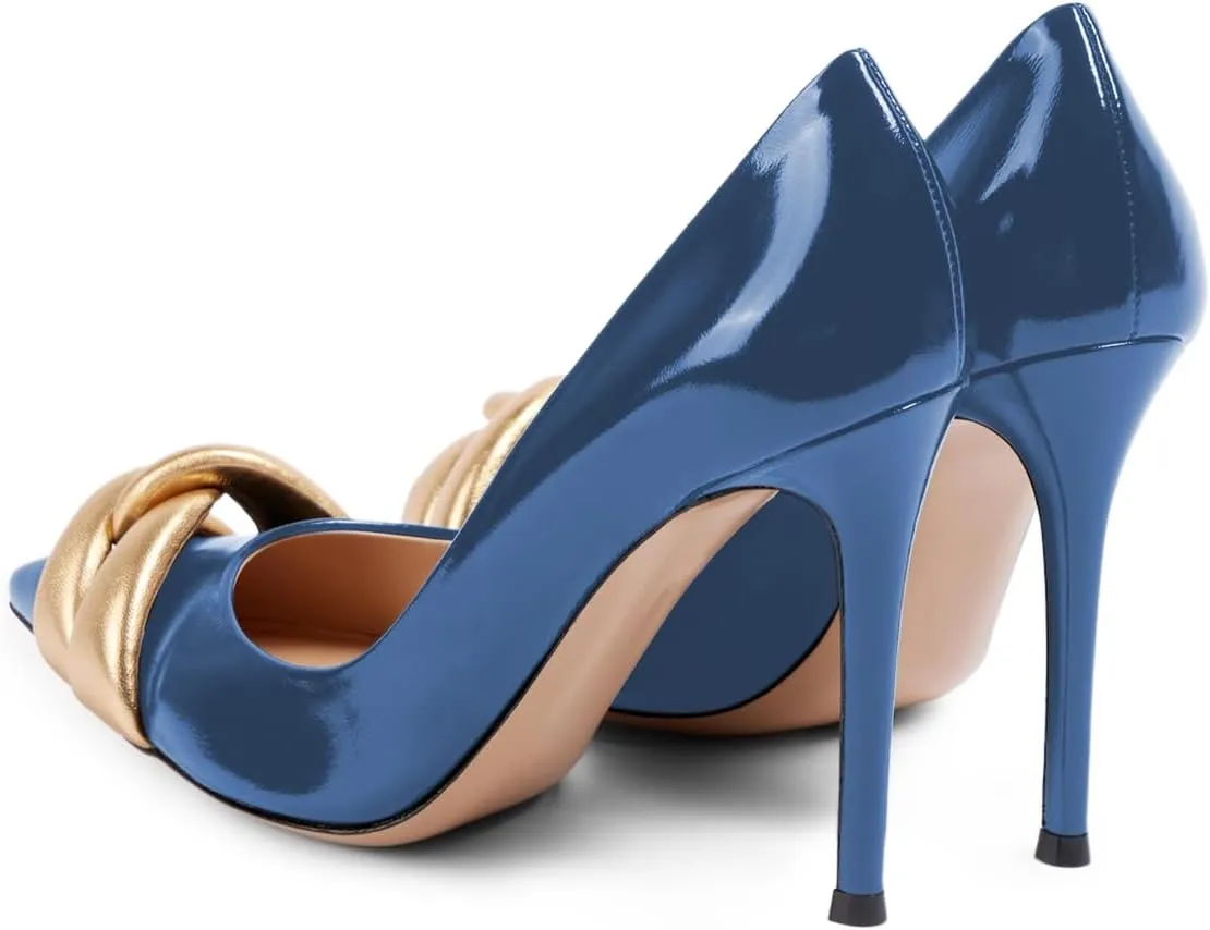 YDN Women's Chic Sky High Heel Knots Pumps Stilettos Slip On Pointed Closed Shoes Formal Working Office Size 4-16 US