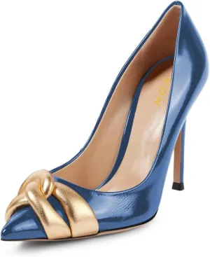 YDN Women's Chic Sky High Heel Knots Pumps Stilettos Slip On Pointed Closed Shoes Formal Working Office Size 4-16 US