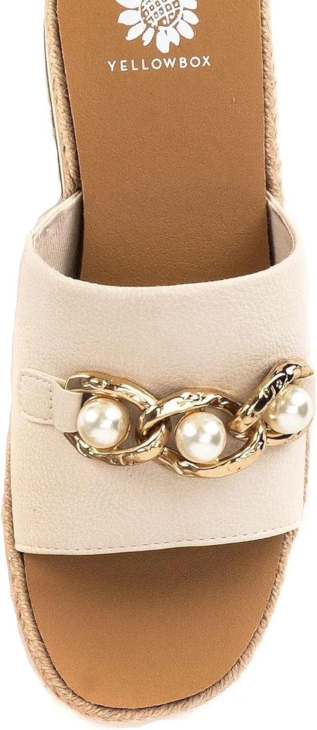 Yellow Box Women's Adelfia Wedge Sandal, Round Toe, Medium-High 2.25 Inch Heel, 1.25 Inch Platform Comfortable Flip-Flop