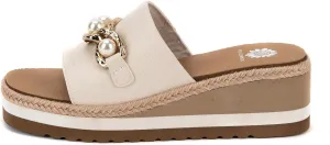 Yellow Box Women's Adelfia Wedge Sandal, Round Toe, Medium-High 2.25 Inch Heel, 1.25 Inch Platform Comfortable Flip-Flop
