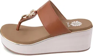 Yellow Box Women's Darcy Wedge Sandal, Round Toe, Medium-High 2.75 Inch Heel, 1.25 Inch Platform Comfortable Flip-Flop