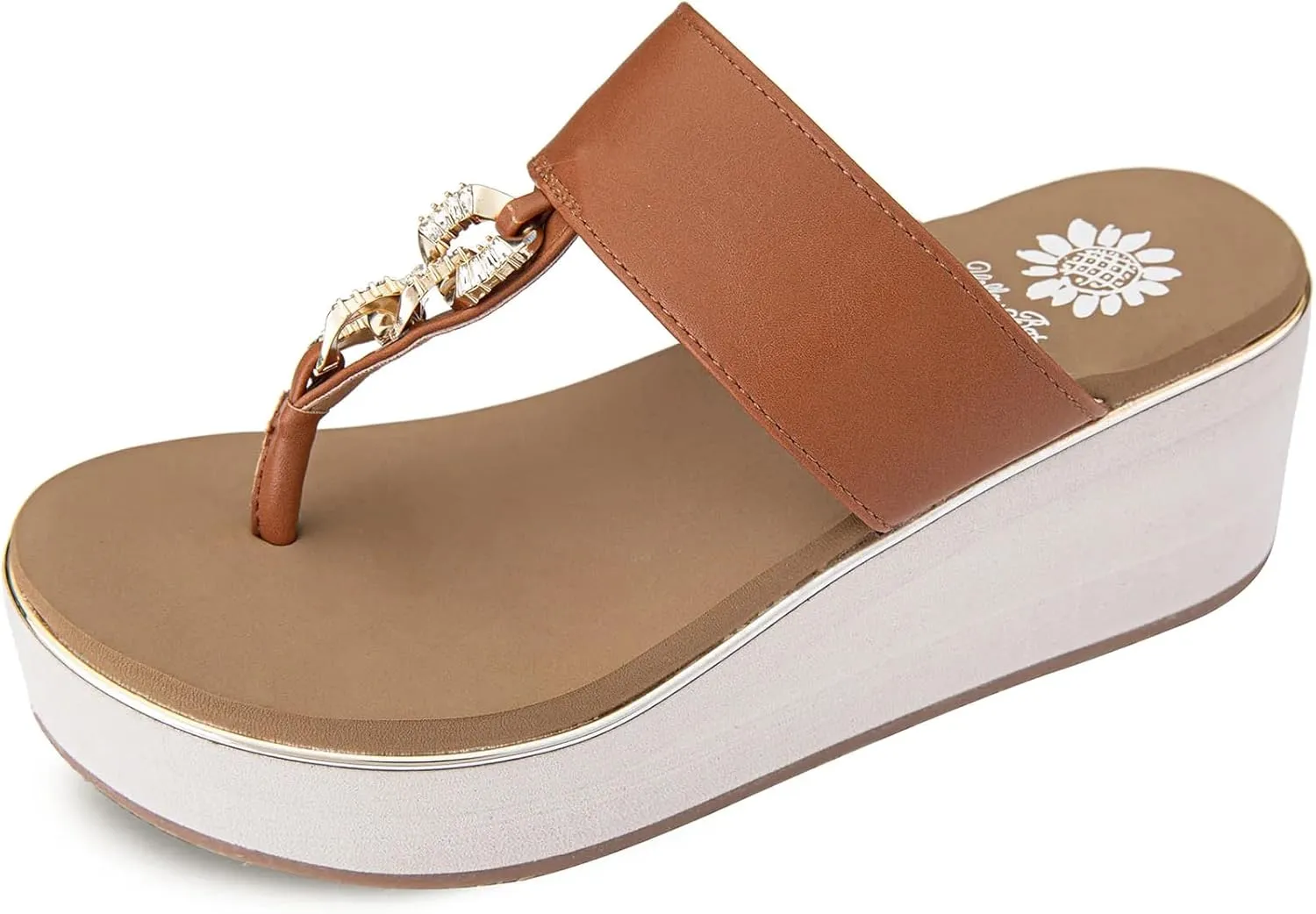 Yellow Box Women's Darcy Wedge Sandal, Round Toe, Medium-High 2.75 Inch Heel, 1.25 Inch Platform Comfortable Flip-Flop