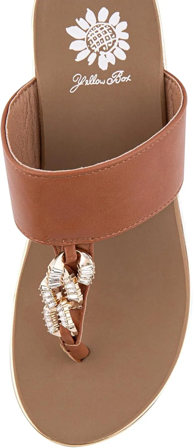 Yellow Box Women's Darcy Wedge Sandal, Round Toe, Medium-High 2.75 Inch Heel, 1.25 Inch Platform Comfortable Flip-Flop