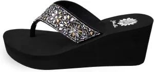 Yellow Box Women's Enola Wedge Sandal, Round Toe, Medium-High 2.5 Inch Heel, 0.75 Inch Platform Comfortable Flip-Flop