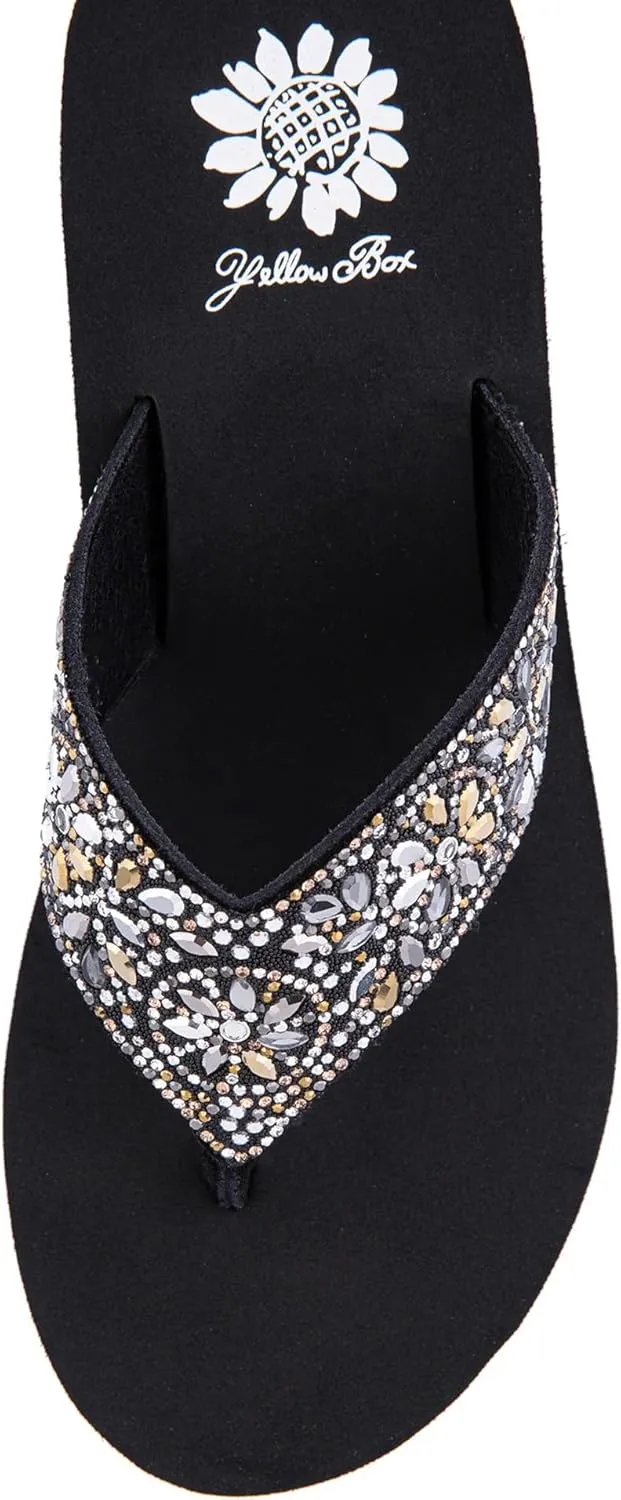 Yellow Box Women's Enola Wedge Sandal, Round Toe, Medium-High 2.5 Inch Heel, 0.75 Inch Platform Comfortable Flip-Flop