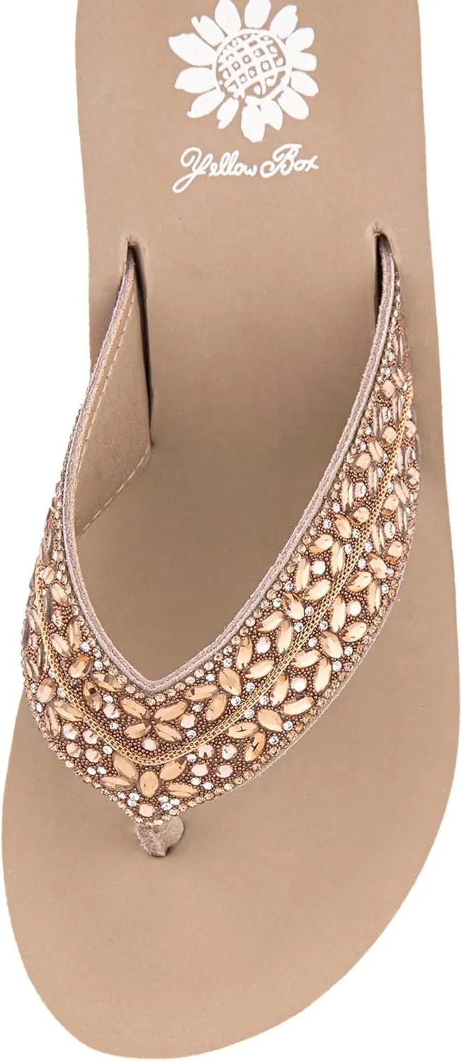 Yellow Box Women's Rhea Flatform Sandal, Round Toe, Medium-High 1.75 Inch Heel, 1 Inch Platform Comfortable Flip-Flop