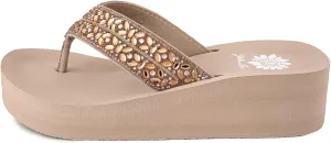 Yellow Box Women's Rhea Flatform Sandal, Round Toe, Medium-High 1.75 Inch Heel, 1 Inch Platform Comfortable Flip-Flop