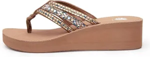Yellow Box Women's Tania Wedge Sandal, Round Toe, 1.75 Inch Heel, 0.75 Inch Platform, Comfortable Flip-Flop