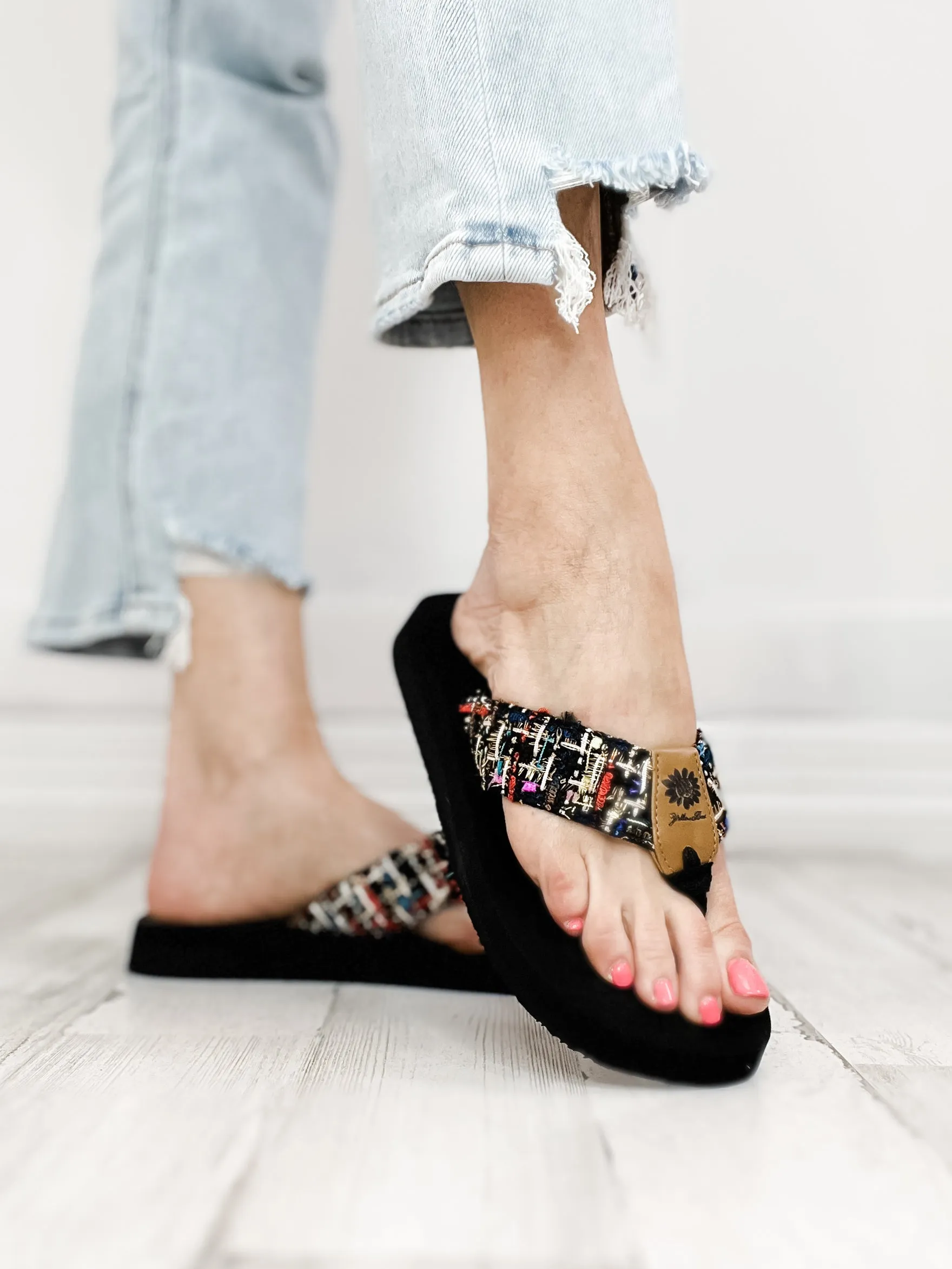 Yellowbox Frisia Flip Flop Shoes in Black Multi
