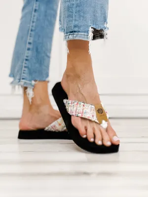 Yellowbox Frisia Flip Flop Shoes in White Multi