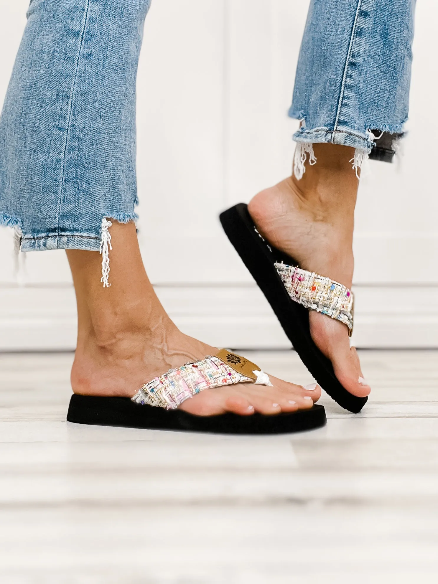 Yellowbox Frisia Flip Flop Shoes in White Multi