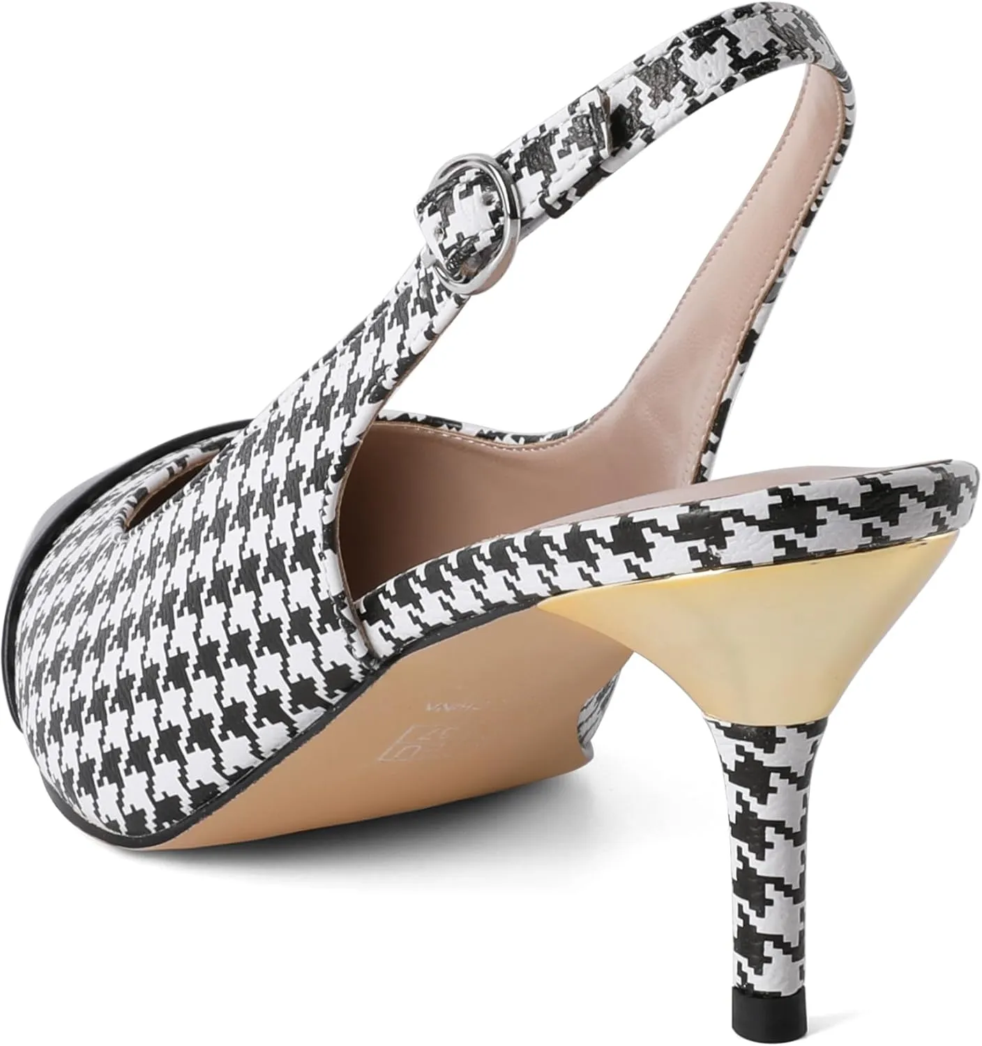 YODEKS Women's Slingback Heels Cap Toe Shoes Pointed Low Kitten Heel Pumps 2.5 Inch Two Tone Dress Shoes for Casual Party Wedding Office