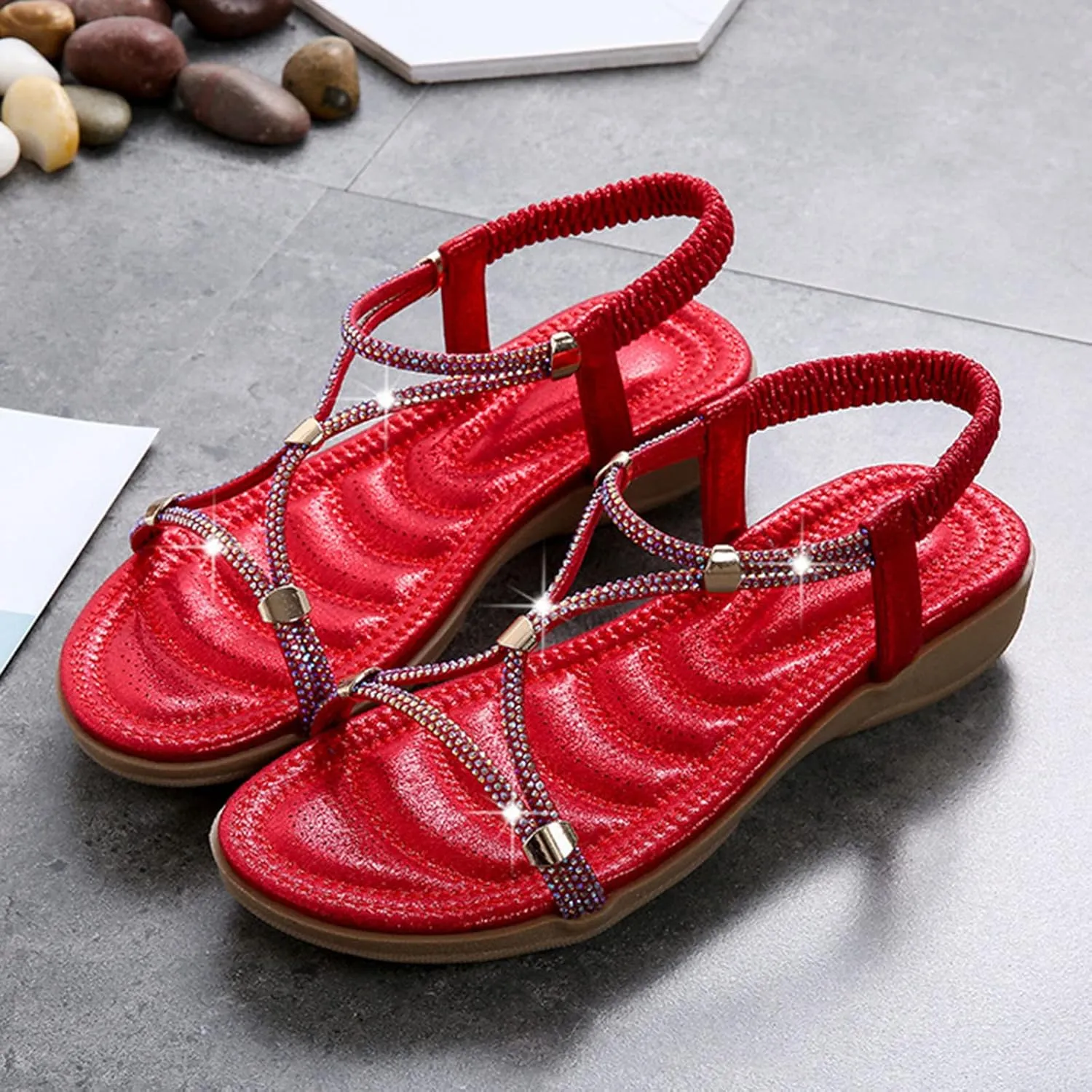 Yoga Mat Comfortable Flat Sandal for Women Comfortable Water-Resistant Shoes Comfortable Walking Flat Sandals
