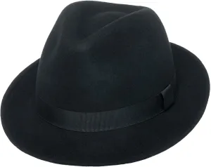 York Crushable Wool Fedora Felt Hat, Silver Canyon, Black