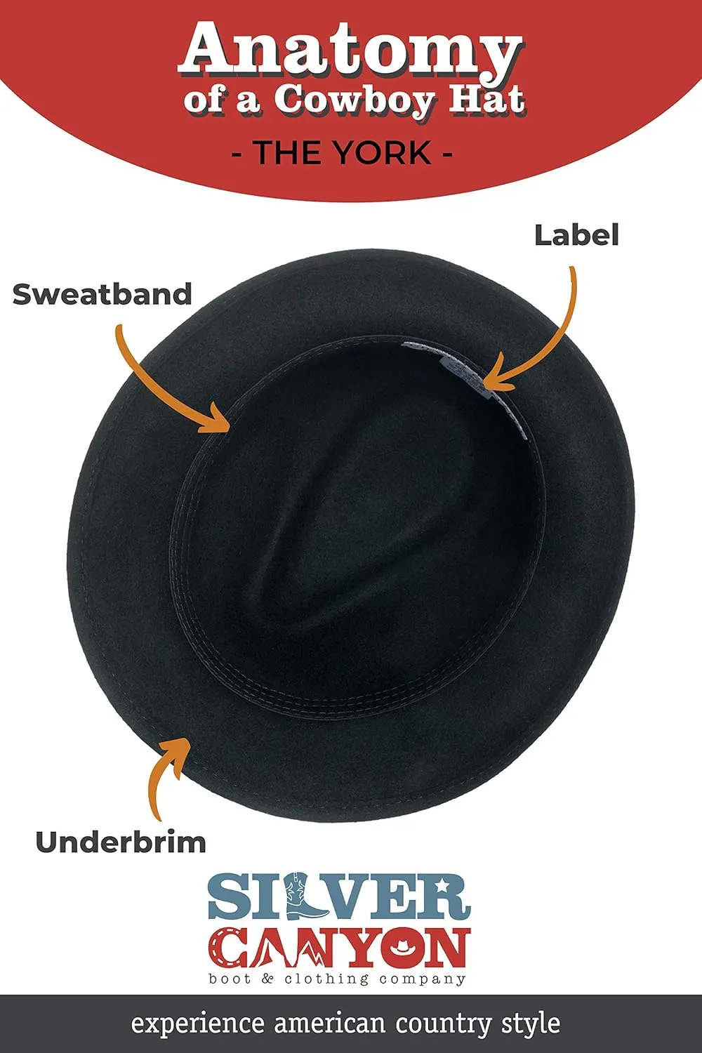 York Crushable Wool Fedora Felt Hat, Silver Canyon, Black