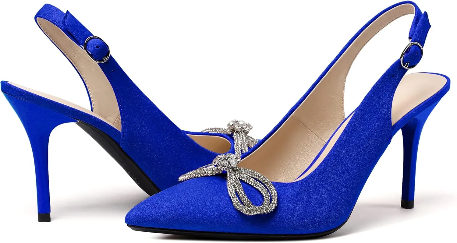 Zamikoo Women's High Heel Slingback Pumps Pointed Toe Ankle Strap Stiletto Heels Comfort Chic Heeled Shoes for Party Evening Dresss