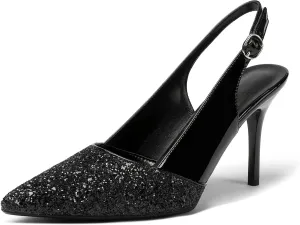 Zamikoo Women's High Heel Slingback Pumps Pointed Toe Ankle Strap Stiletto Heels Comfort Chic Heeled Shoes for Party Evening Dresss