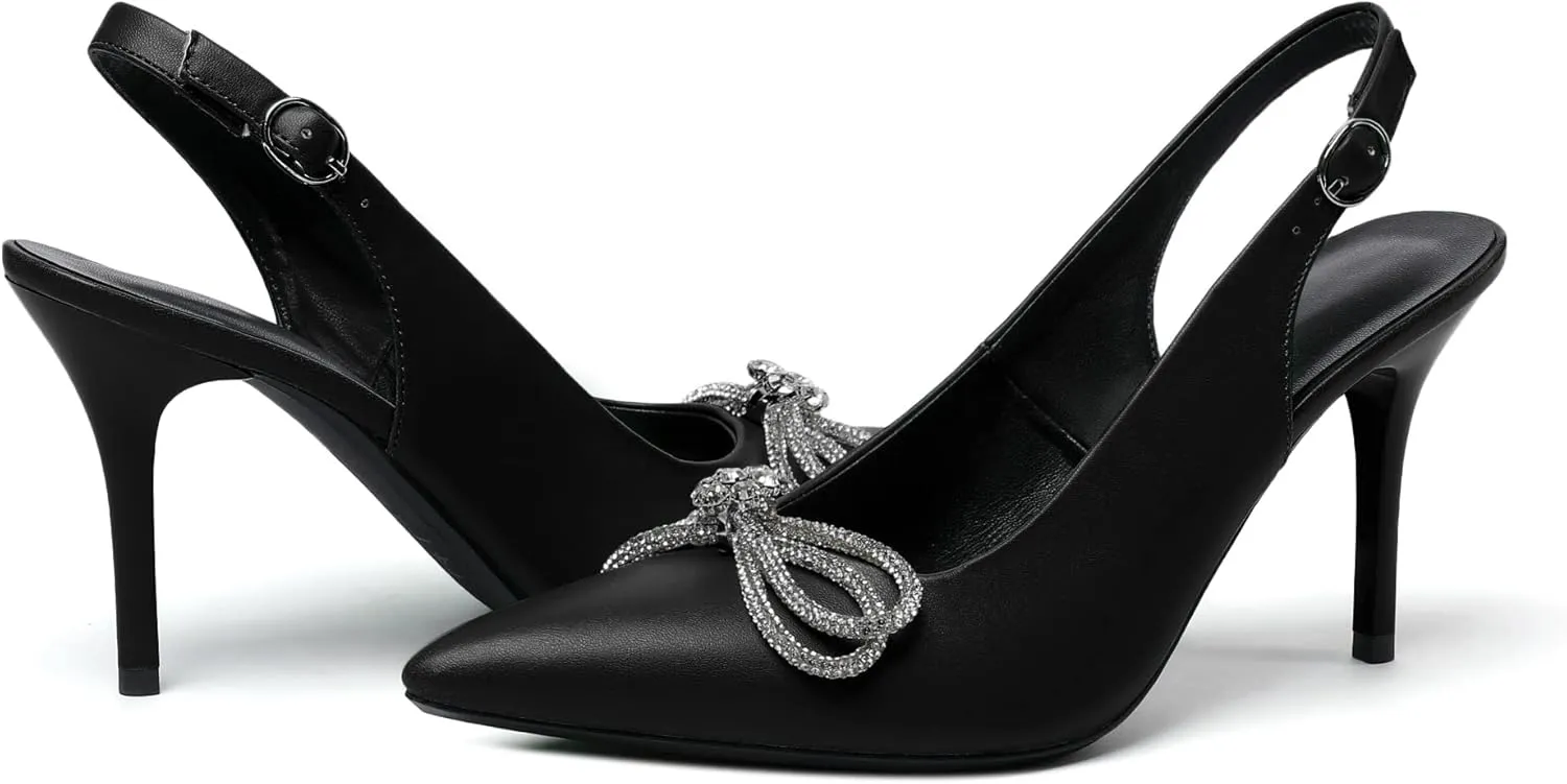 Zamikoo Women's High Heel Slingback Pumps Pointed Toe Ankle Strap Stiletto Heels Comfort Chic Heeled Shoes for Party Evening Dresss
