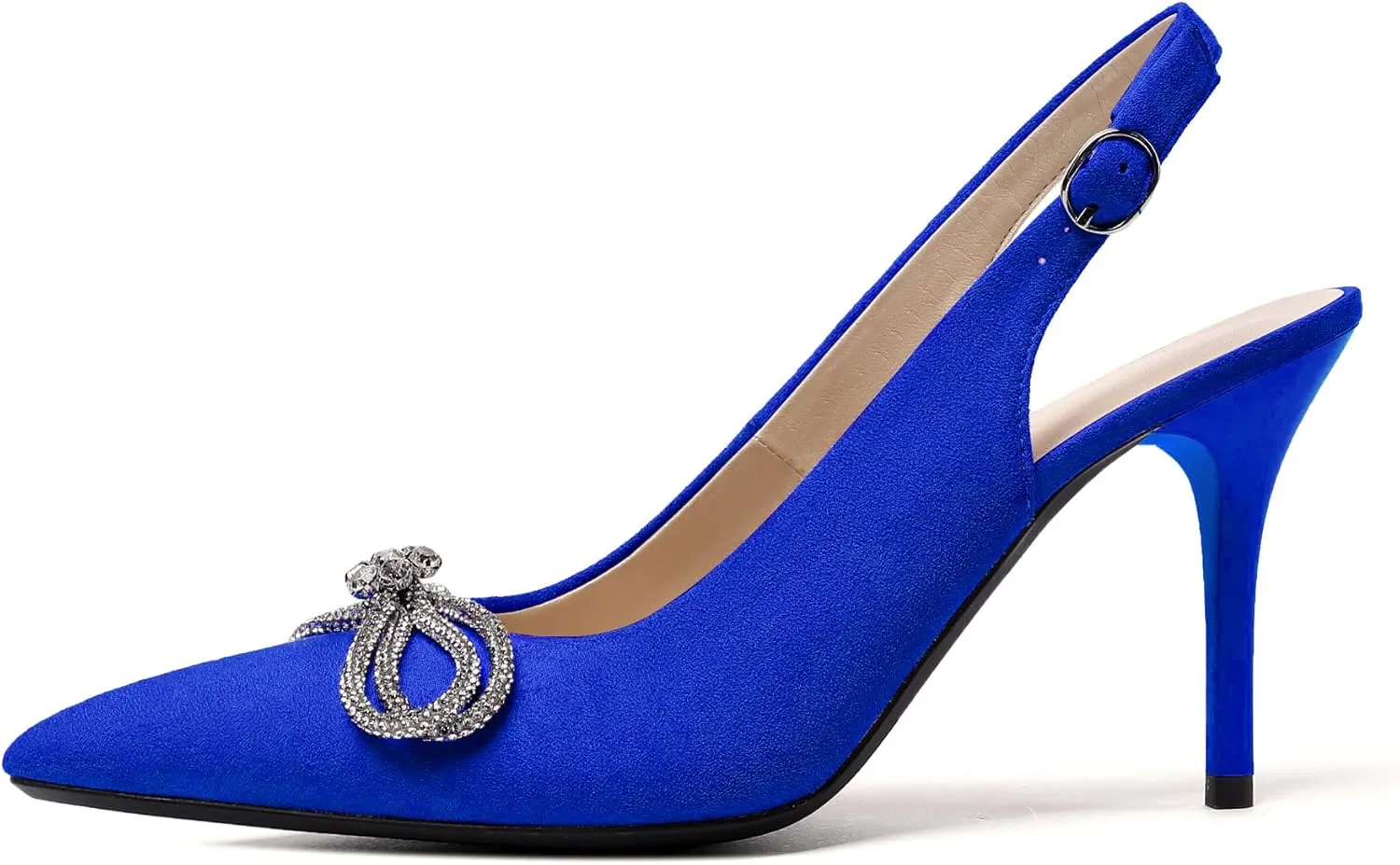 Zamikoo Women's High Heel Slingback Pumps Pointed Toe Ankle Strap Stiletto Heels Comfort Chic Heeled Shoes for Party Evening Dresss