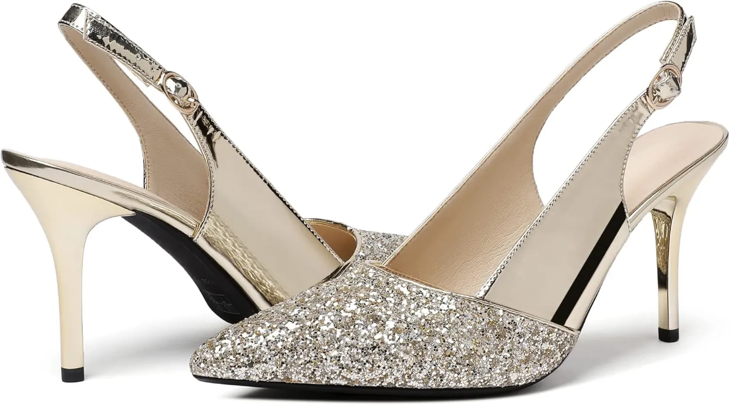 Zamikoo Women's High Heel Slingback Pumps Pointed Toe Ankle Strap Stiletto Heels Comfort Chic Heeled Shoes for Party Evening Dresss