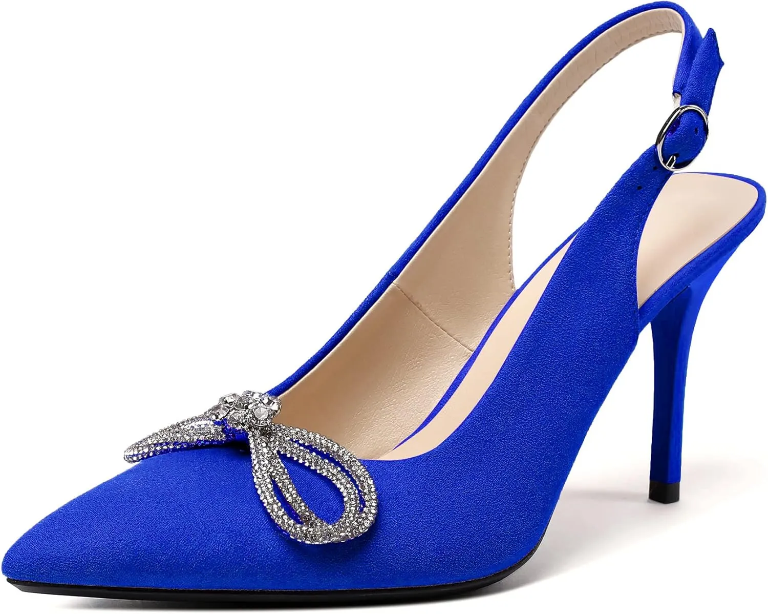 Zamikoo Women's High Heel Slingback Pumps Pointed Toe Ankle Strap Stiletto Heels Comfort Chic Heeled Shoes for Party Evening Dresss