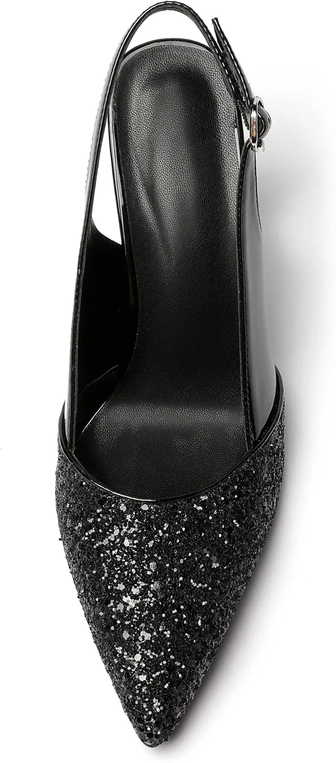 Zamikoo Women's High Heel Slingback Pumps Pointed Toe Ankle Strap Stiletto Heels Comfort Chic Heeled Shoes for Party Evening Dresss