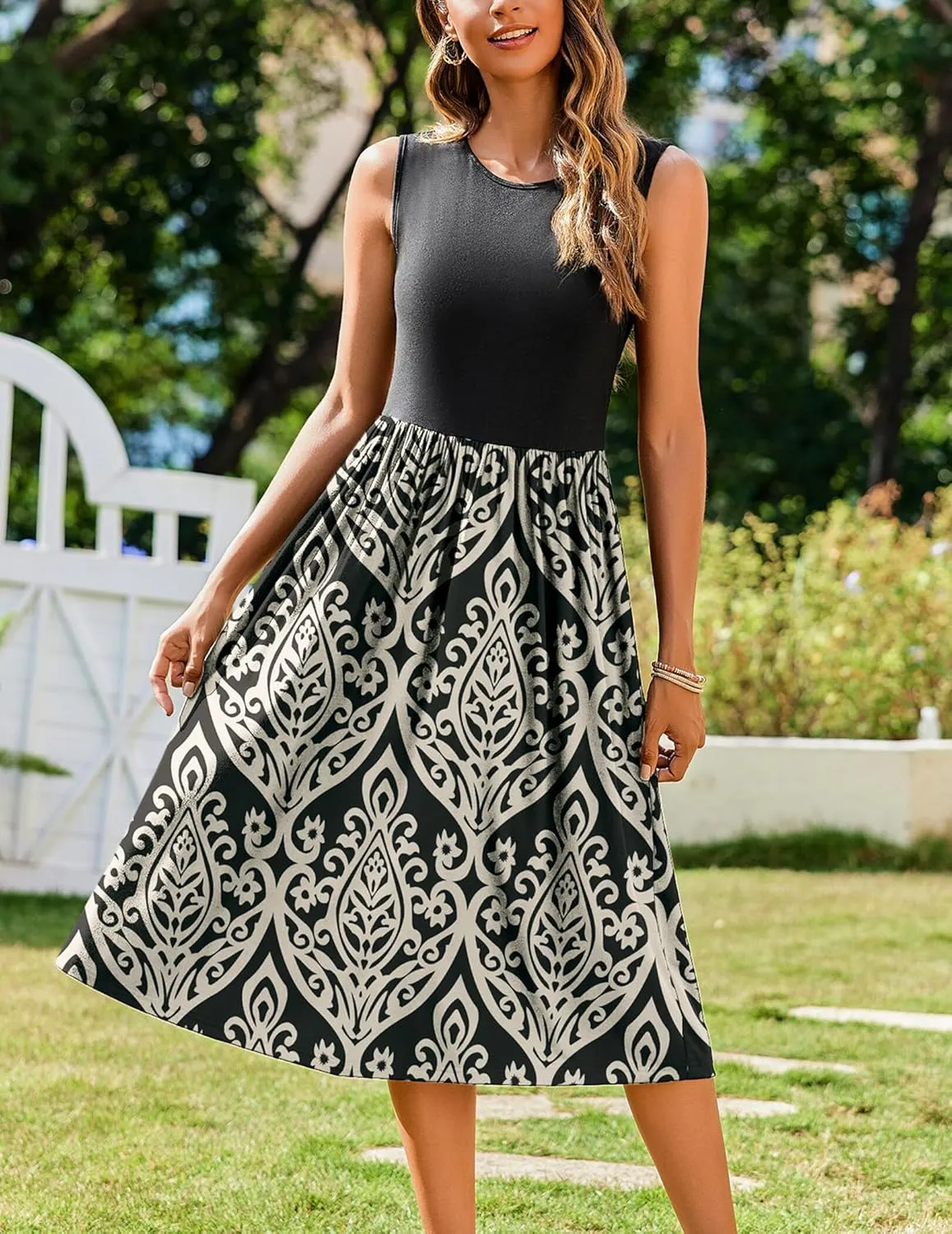 Zeagoo Women's Summer Tank Midi Dress with Pockets Floral Sleeveless A-Line Casual Loose T-Shirt Dresses Beach Sundress 2025