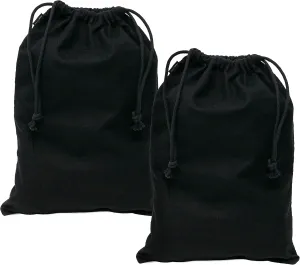 ZENPAC Shoe Bags for Storage, Black Duster Flannel Drawstring Pouch, Washable Breathable Cotton Fabric Cloth for Boots, Travel, Luggage, 12x17 2 Pack