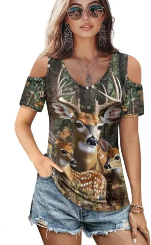 ZFRXIGN Cold Shoulder Tops for Women Size S-2XL Short Sleeve Shirts Going Out Top Square Neck Tee