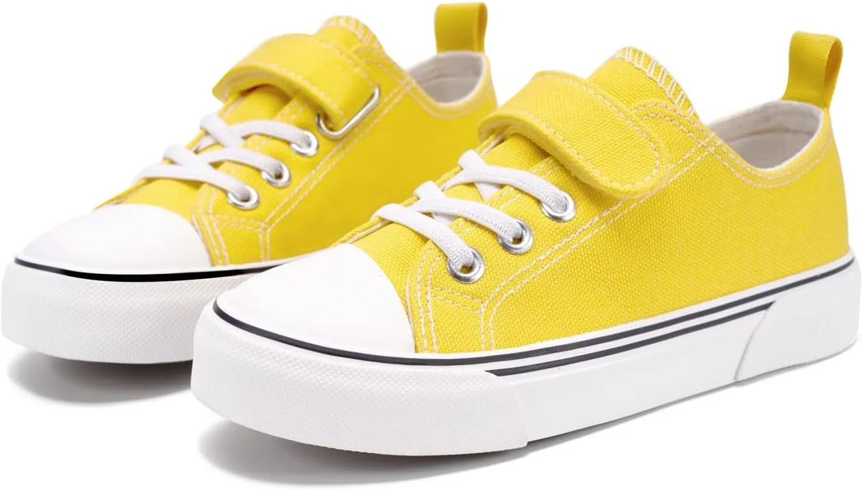 Zoroadke Toddler Boys and Girls Sneakers Low Top Adjustable Strap Canvas Shoes for Kids