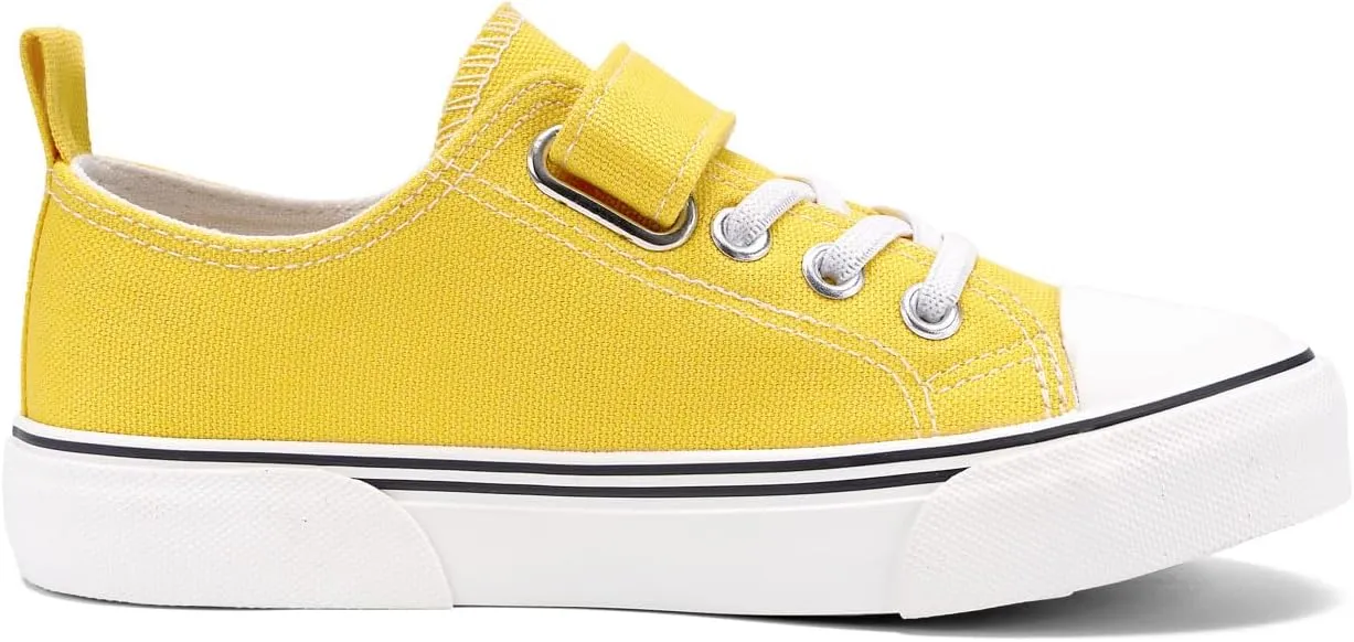 Zoroadke Toddler Boys and Girls Sneakers Low Top Adjustable Strap Canvas Shoes for Kids