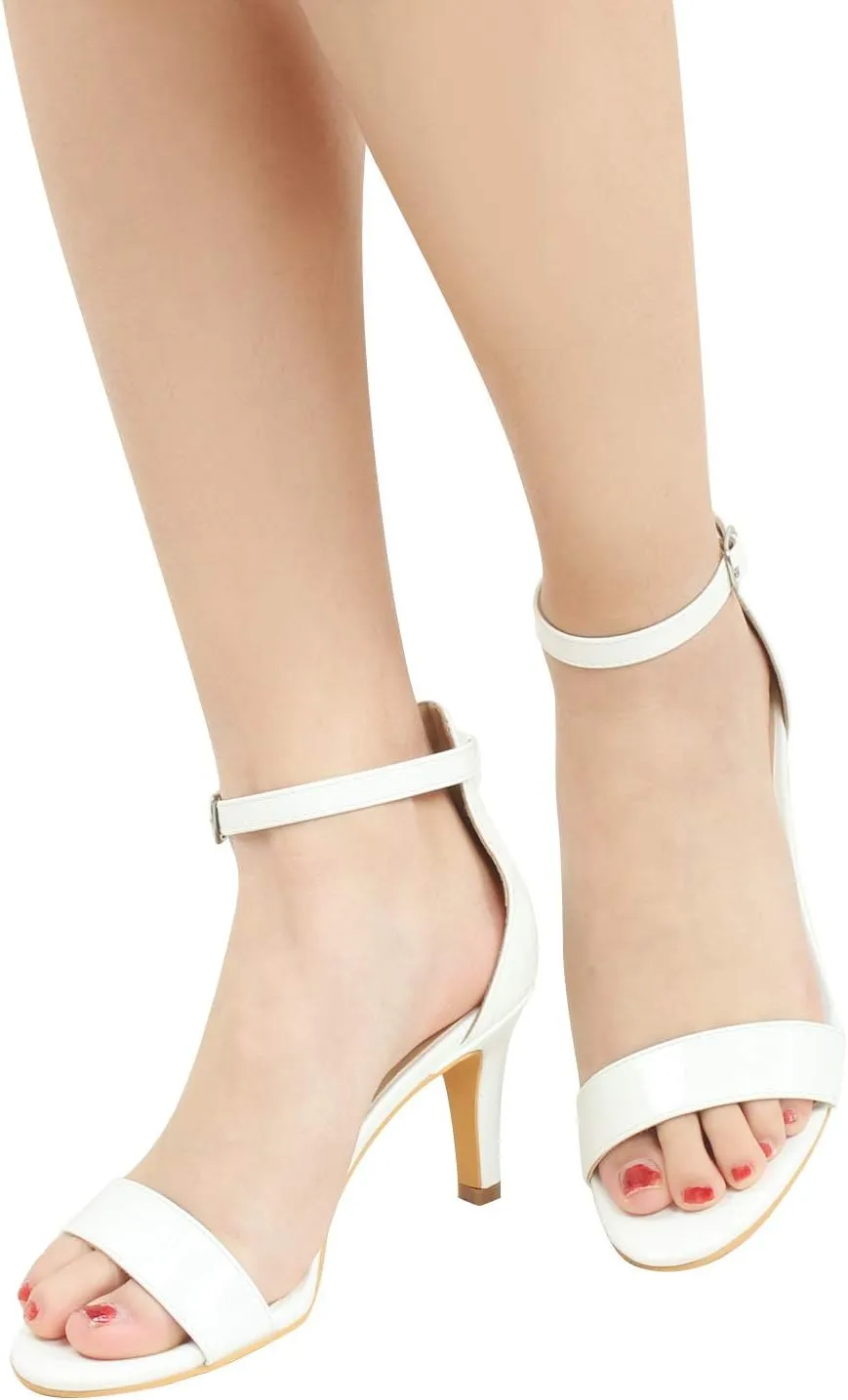 ZriEy Women's Heeled Sandals 4 Inches Open Toe Stiletto High Heels Ankle Strap Fashion Bridal Party Wedding Pump Shoes