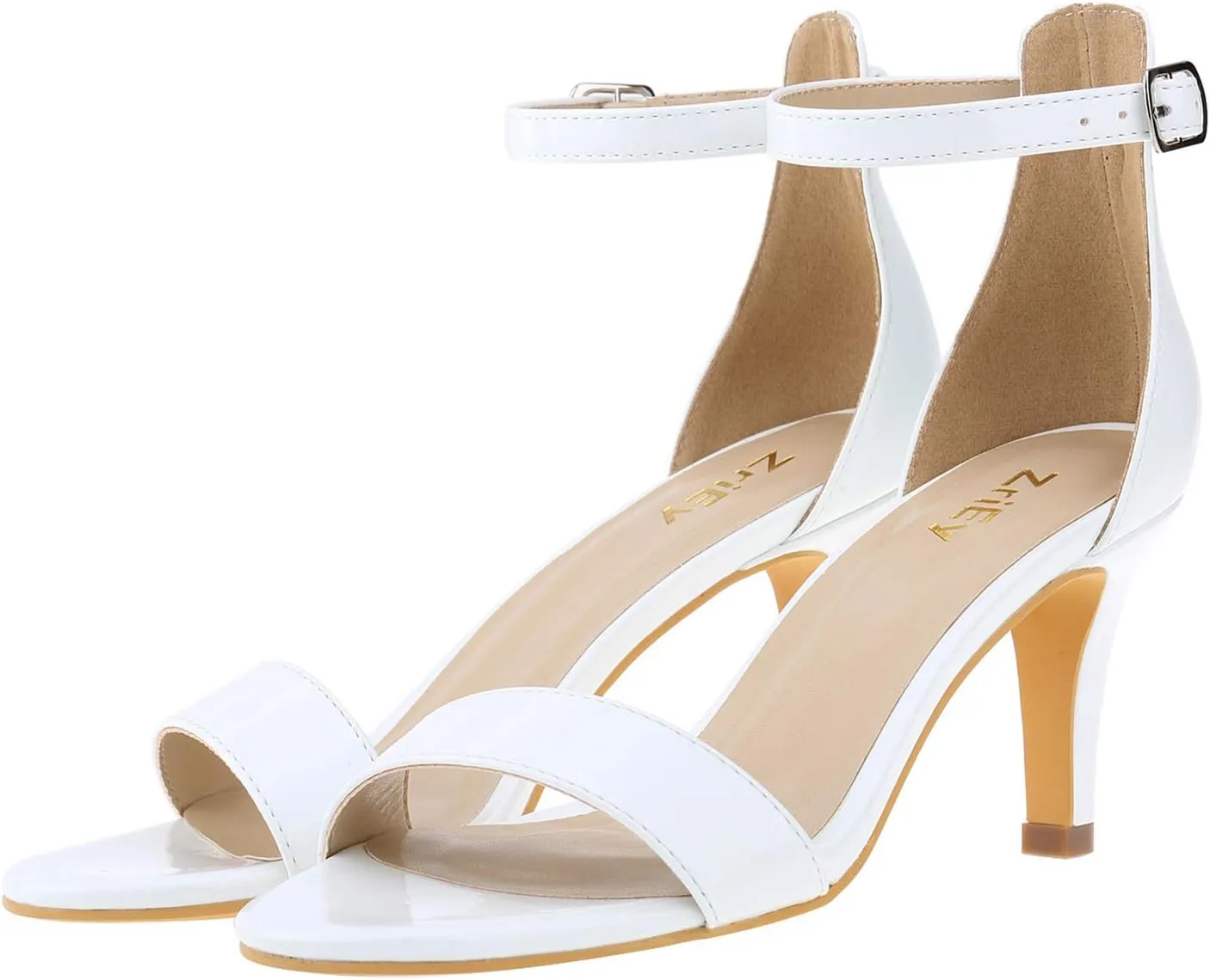 ZriEy Women's Heeled Sandals 4 Inches Open Toe Stiletto High Heels Ankle Strap Fashion Bridal Party Wedding Pump Shoes